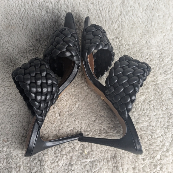 L'INTERVALLE Heel Black Leather Sandals Size  8 Made In Brazil - Picture 6 of 8